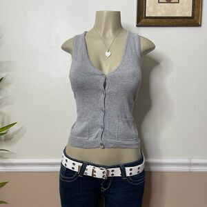 BCX Women’s Y2K Vintage Button Down V-Neck Sweater Vest Top